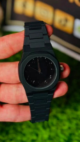 Matte Black Watch with Eastern Arabic Numerals - Premium Quality