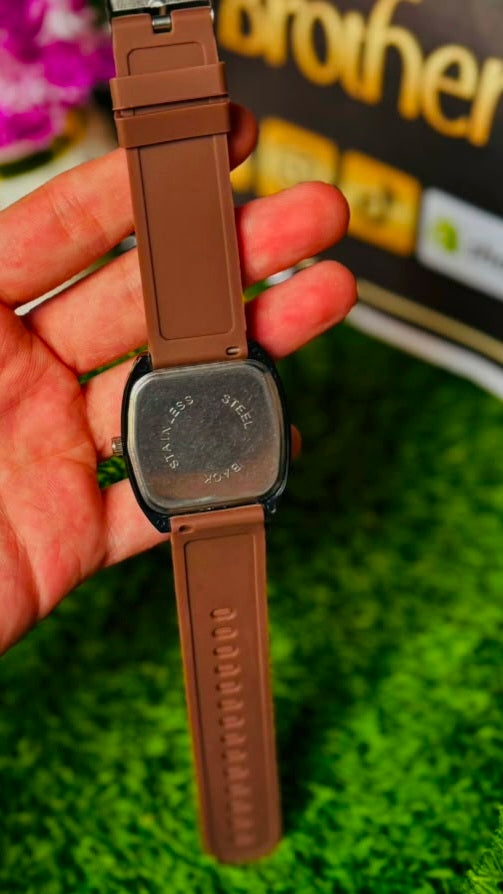 HP Brown Silicone Strap Sport Watch