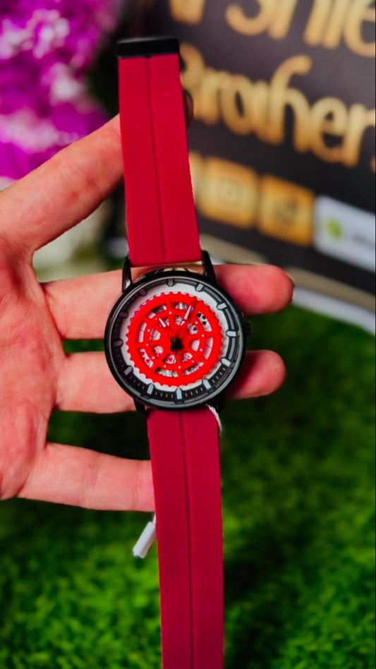 Vioki Men's Rotating Spinner Dial Watch with Silicone Strap