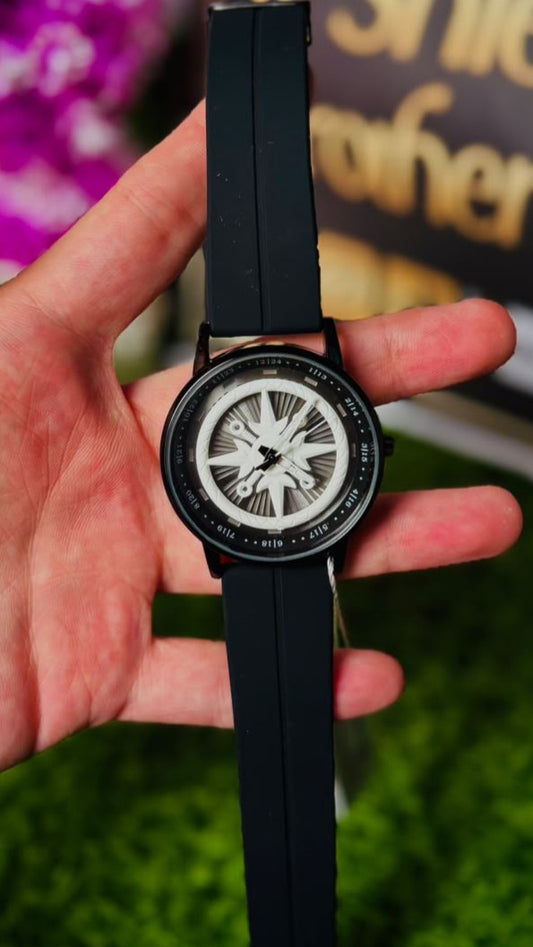 Vioki Men's Rotating Spinner Dial Watch with Silicone Strap