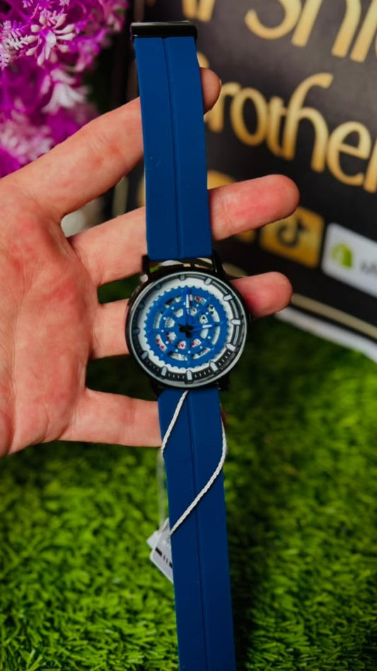 Vioki Men's Rotating Spinner Dial Watch with Silicone Strap