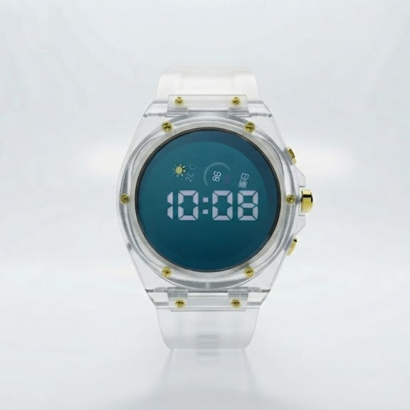 Transparent Clear-Strap Digital LED Sports Watch