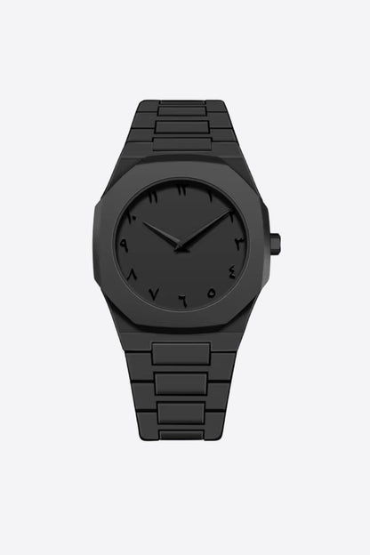 Matte Black Watch with Eastern Arabic Numerals - Premium Quality