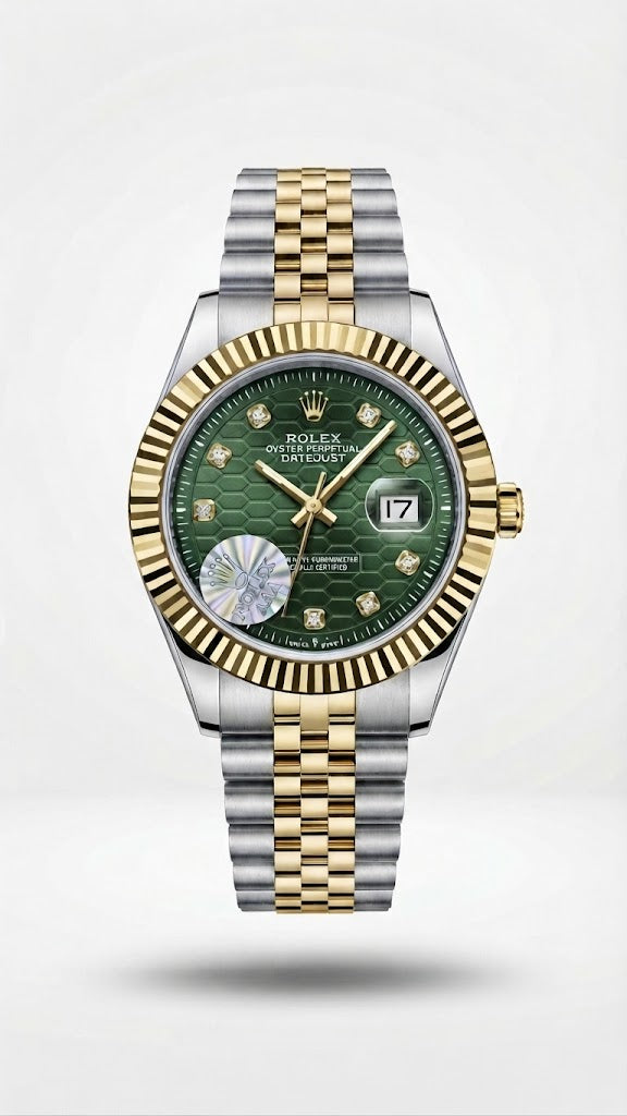 RLX master piece Premium Two-Tone Green Honeycomb Dial Watch