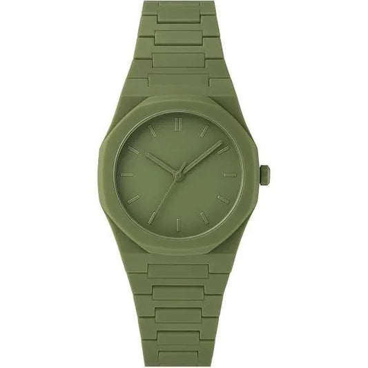 Arabic Monochromatic Army Green Matte Finish Watch