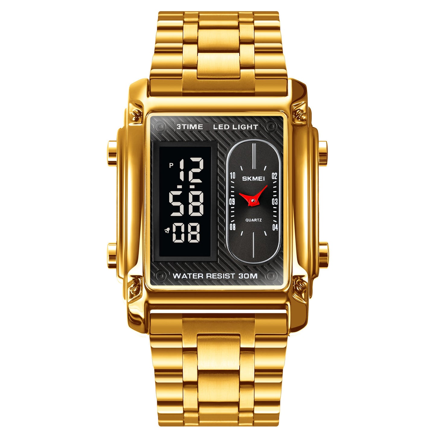 SK-MEI Dual Display Gold Watch – Premium Men's Watch