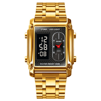 SK-MEI Dual Display Gold Watch – Premium Men's Watch
