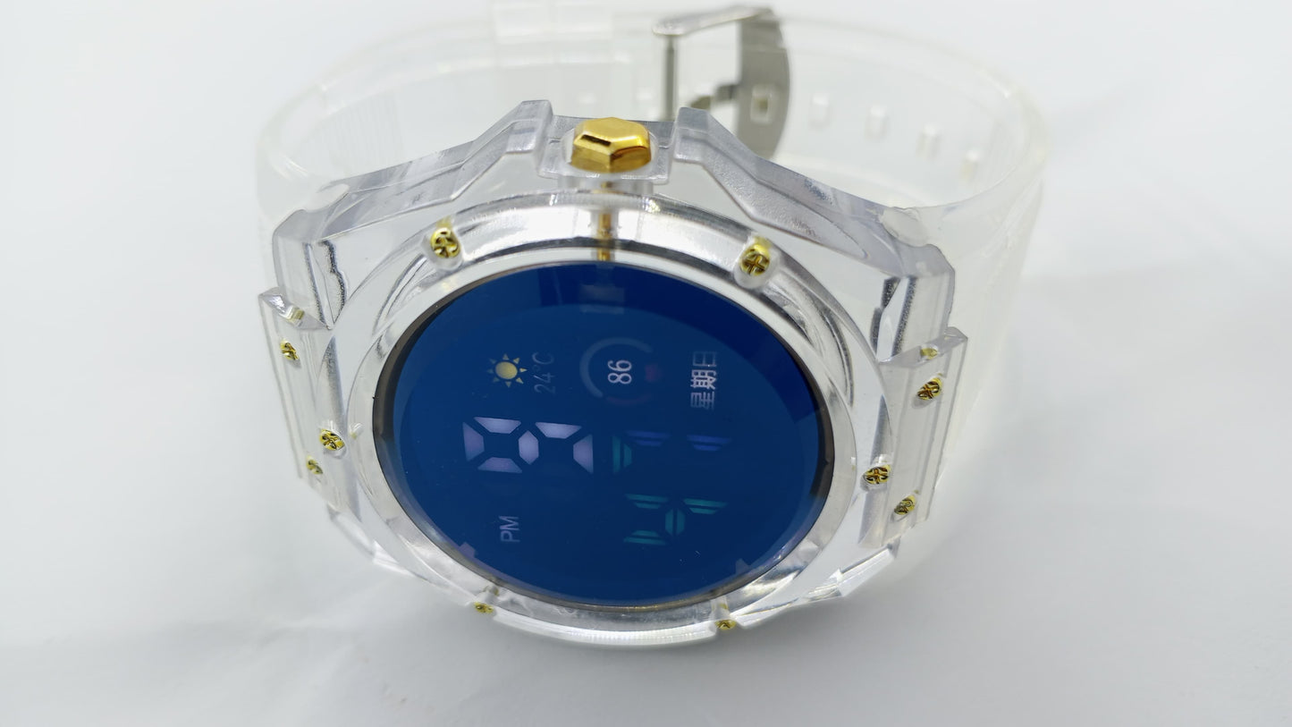 Transparent Clear-Strap Digital LED Sports Watch