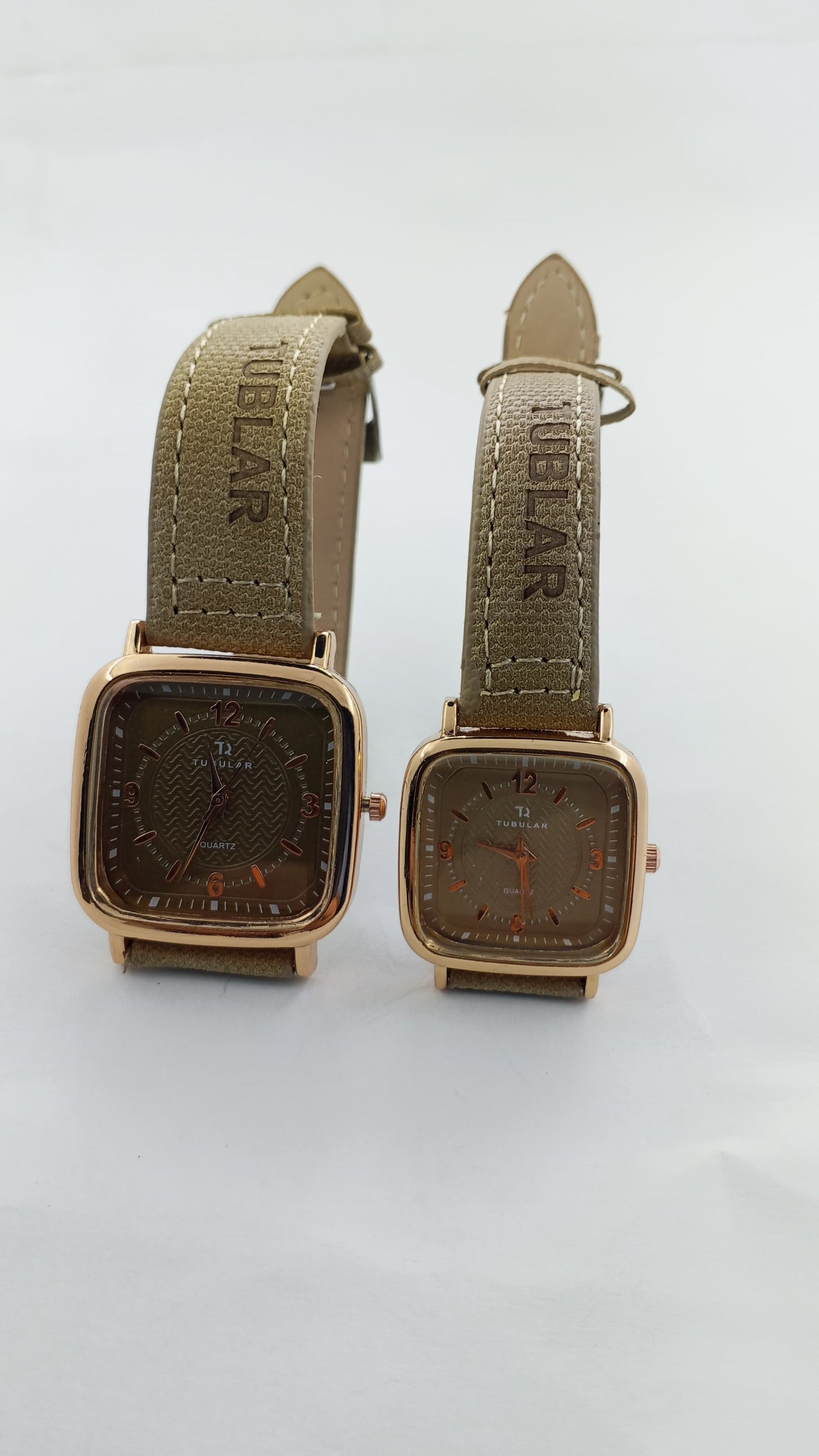 Luxury Couple Watch Set – Rose Gold Dial with Premium Leather Strap