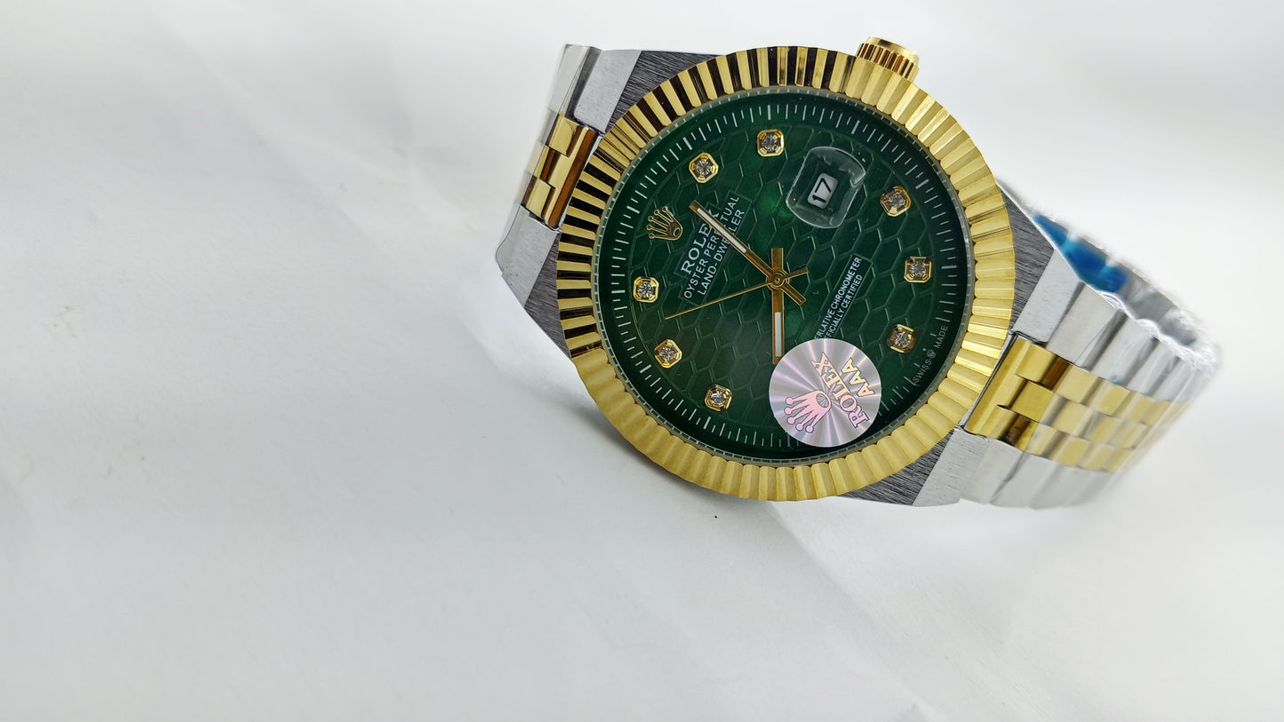 RLX master piece Premium Two-Tone Green Honeycomb Dial Watch
