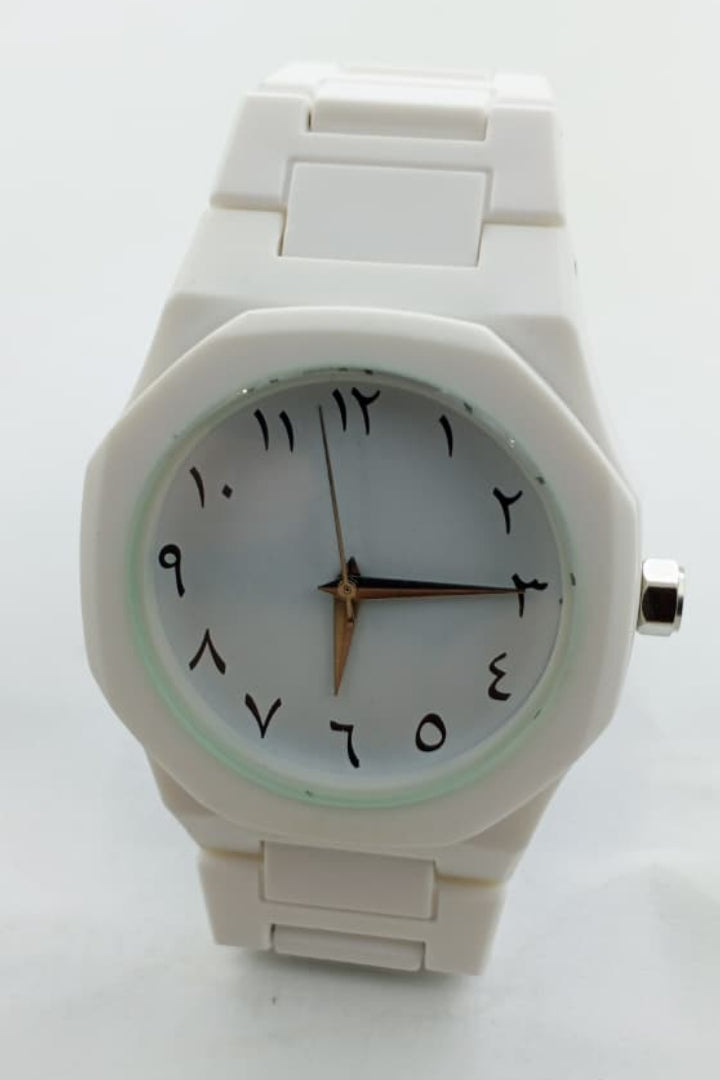 White Arabbic Ceramic Watch with Eastern Arabic Numerals - Premium Quality
