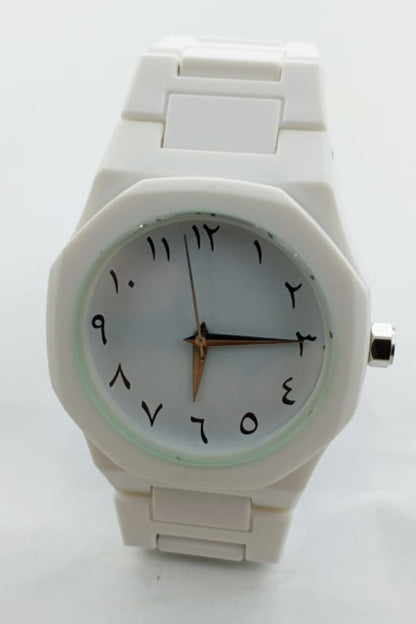White Arabbic Ceramic Watch with Eastern Arabic Numerals - Premium Quality