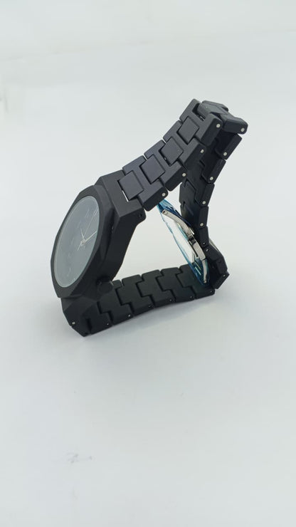 Matte Black Watch with Eastern Arabic Numerals - Premium Quality