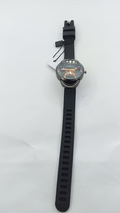 Comely Elegant Butterfly Dial Ladies Watch with Crystal Detailing