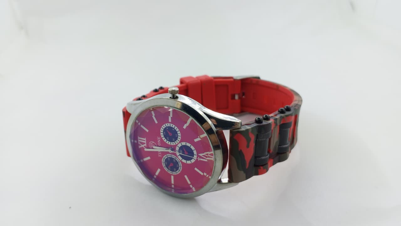 Time One Premium Iridescent Dial Watch with Camouflage Strap - High Quality