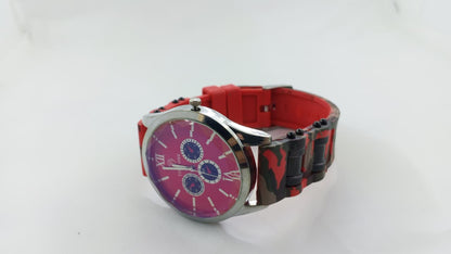 Time One Premium Iridescent Dial Watch with Camouflage Strap - High Quality