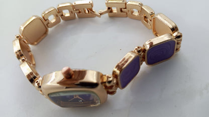 Beike Elegant Rose Gold Tone Ladies Bracelet Watch with Purple Accents