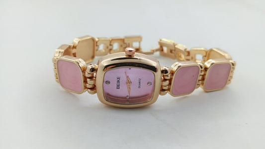 BEIKE Rose Gold blush Pink Square Dial Women’s Jewelry Bracelet Watch