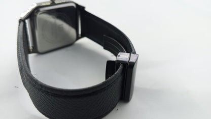 Premium Square-Dial Men's Watch with Diamond Index & Leather Strap