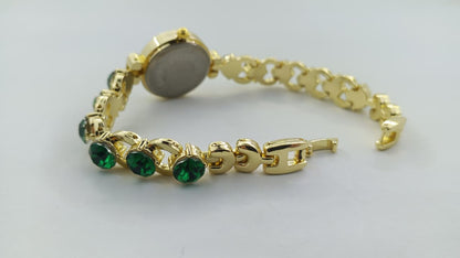 HAVEN Luxury Emerald Bracelet Series – Premium Gold & Green Stone Quartz Watch for Women