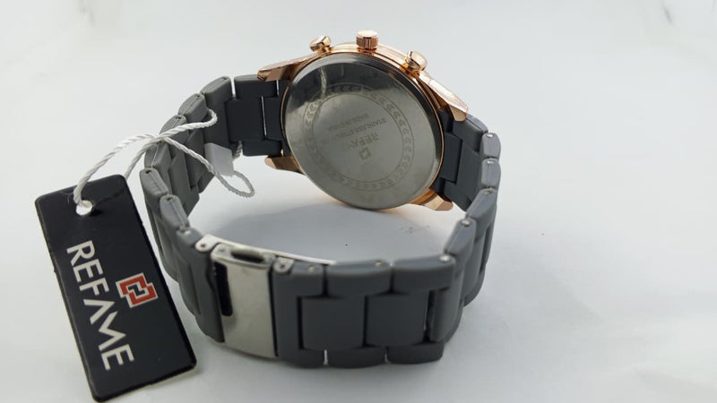 Refame Chronograph Series – Rose Gold & Grey Silicone Edition
