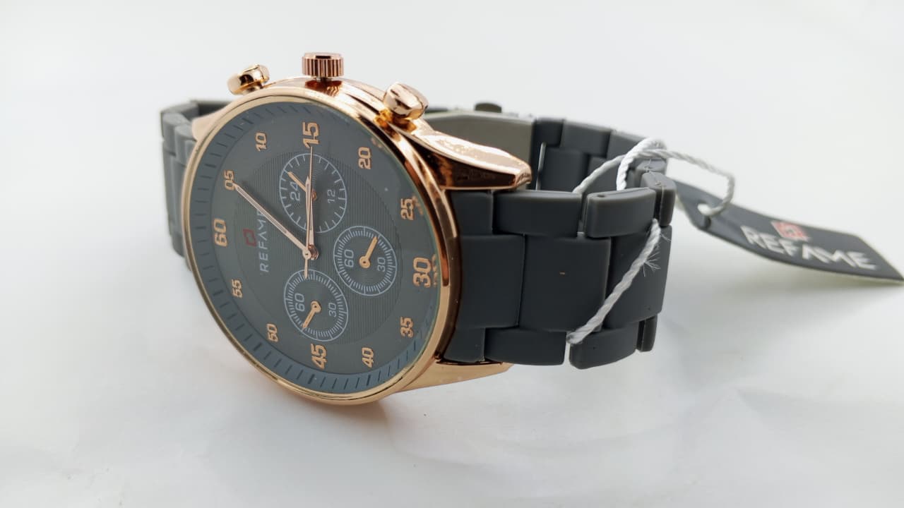 Refame Chronograph Series – Rose Gold & Grey Silicone Edition