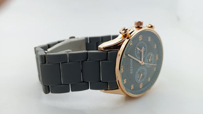 Refame Chronograph Series – Rose Gold & Grey Silicone Edition