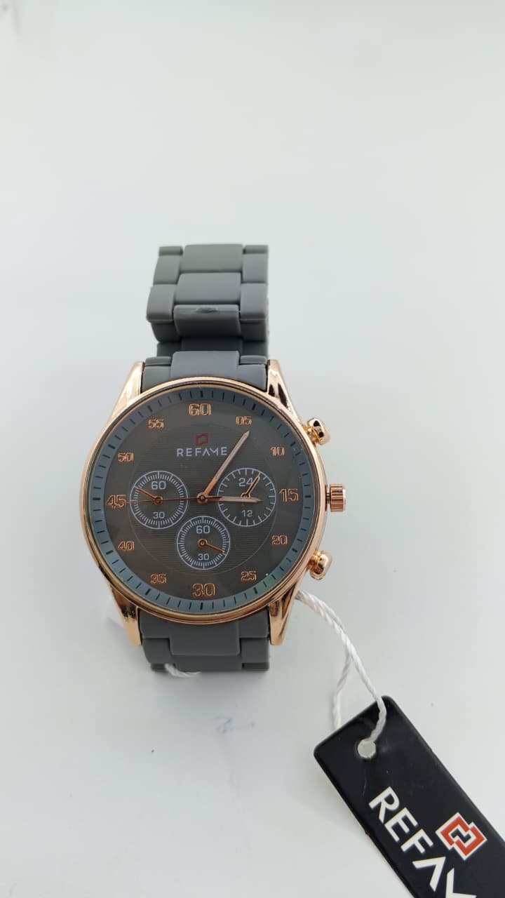 Refame Chronograph Series – Rose Gold & Grey Silicone Edition