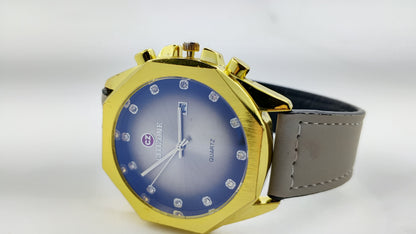 Citizone Premium Quartz Octagonal Dial Watch with Textured Strap