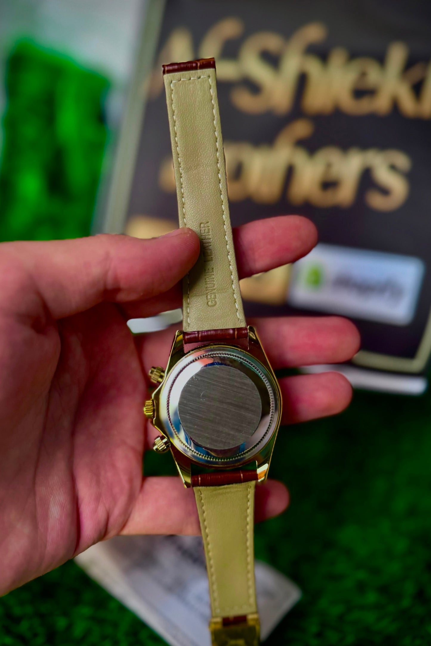 RLX Men's Rainbow Quartz Watch – Brown Leather Strap | White Dial with Gold Case