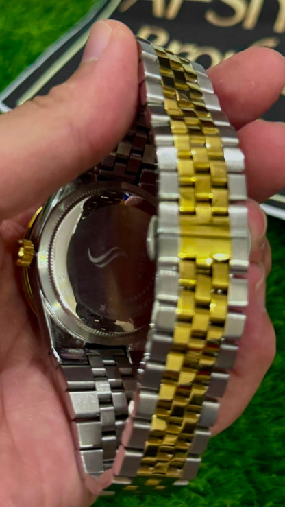 RLX master piece Premium Two-Tone Green Honeycomb Dial Watch