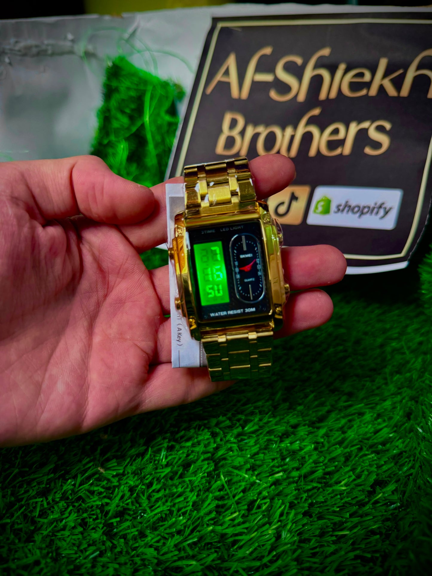 SK-MEI Dual Display Gold Watch – Premium Men's Watch
