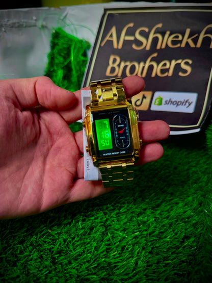 SK-MEI Dual Display Gold Watch – Premium Men's Watch