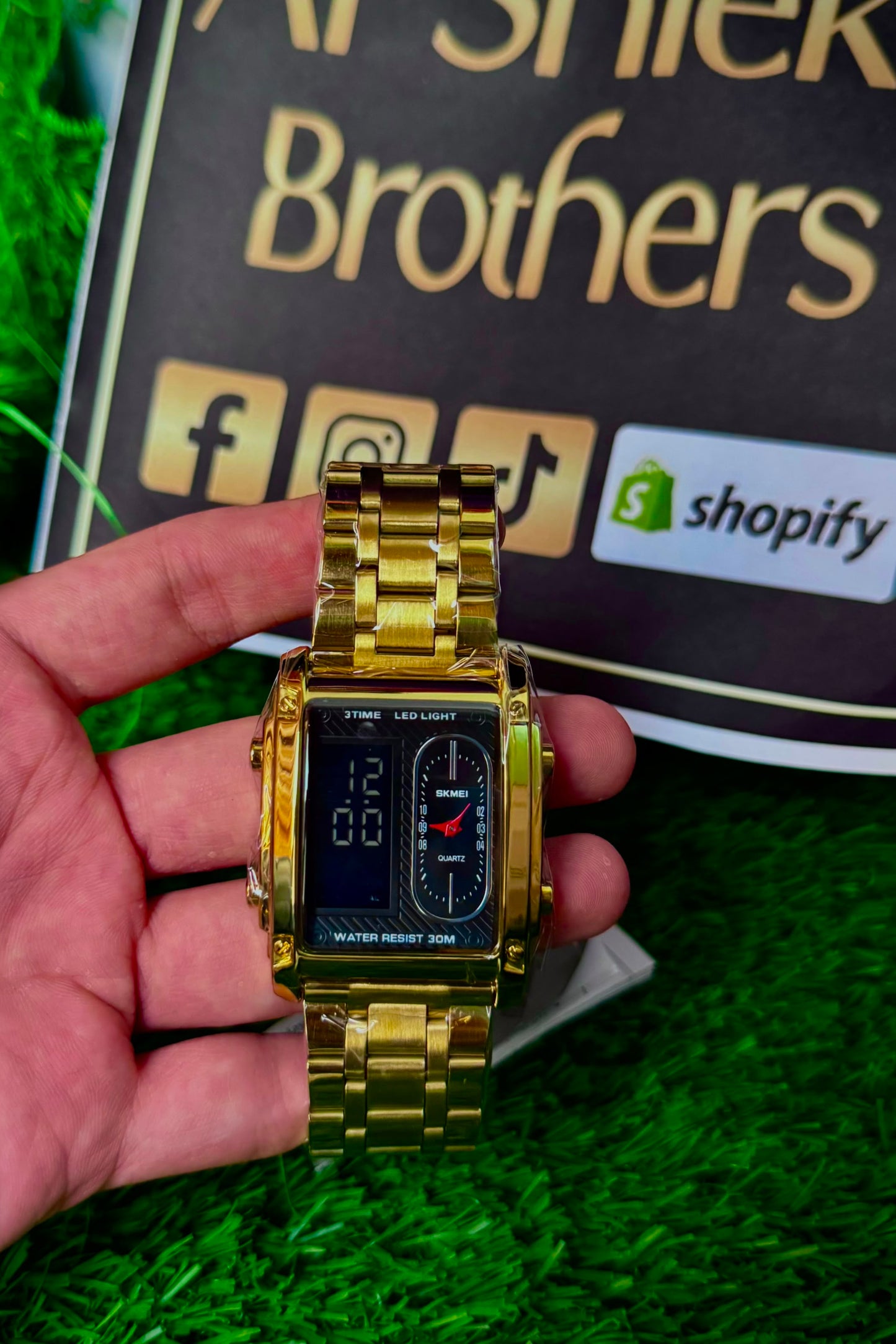 SK-MEI Dual Display Gold Watch – Premium Men's Watch