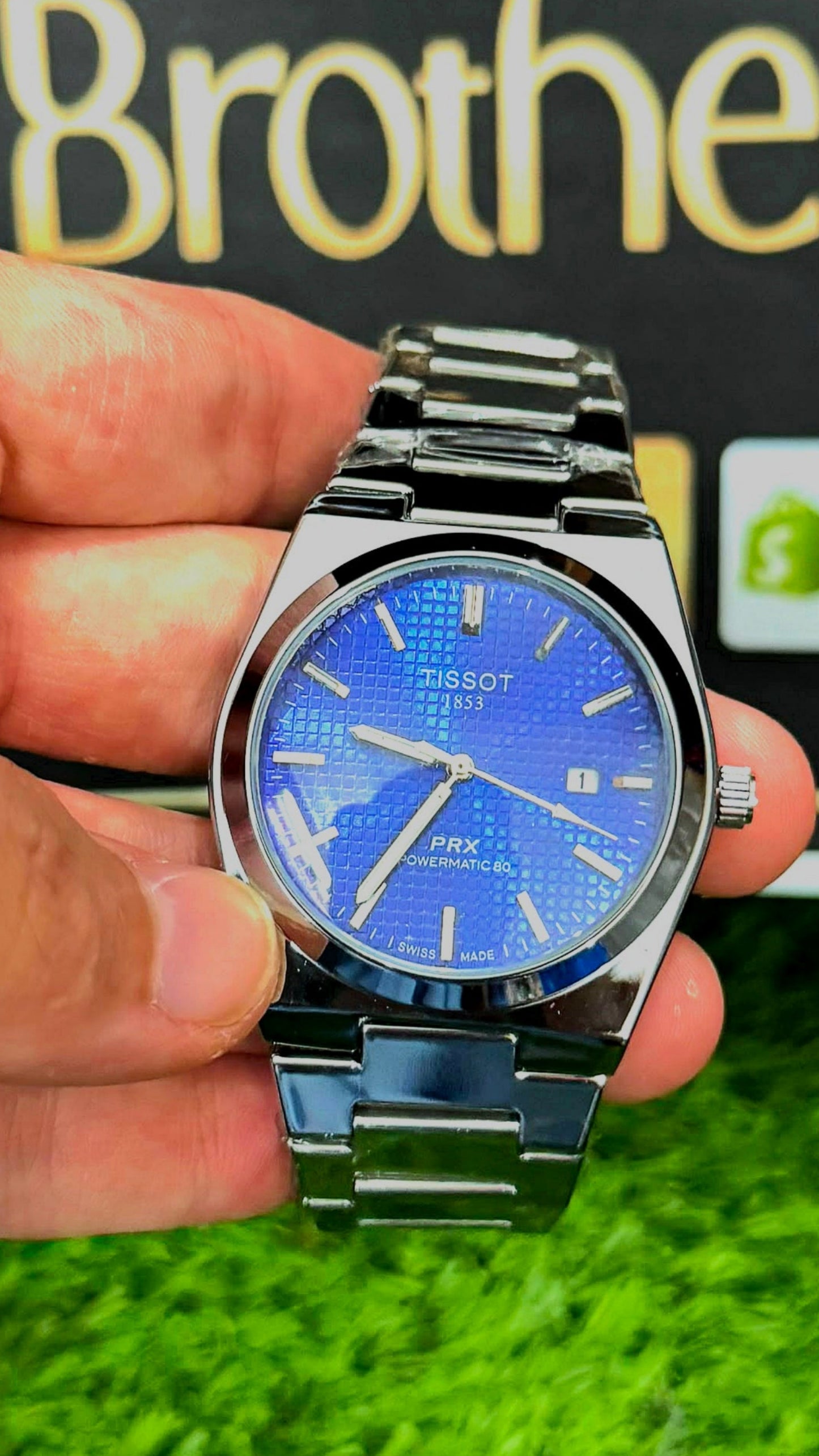 TST PRX zemi automatic 80 Silver Stainless Steel Watch for Men - Blue Waffle Dial
