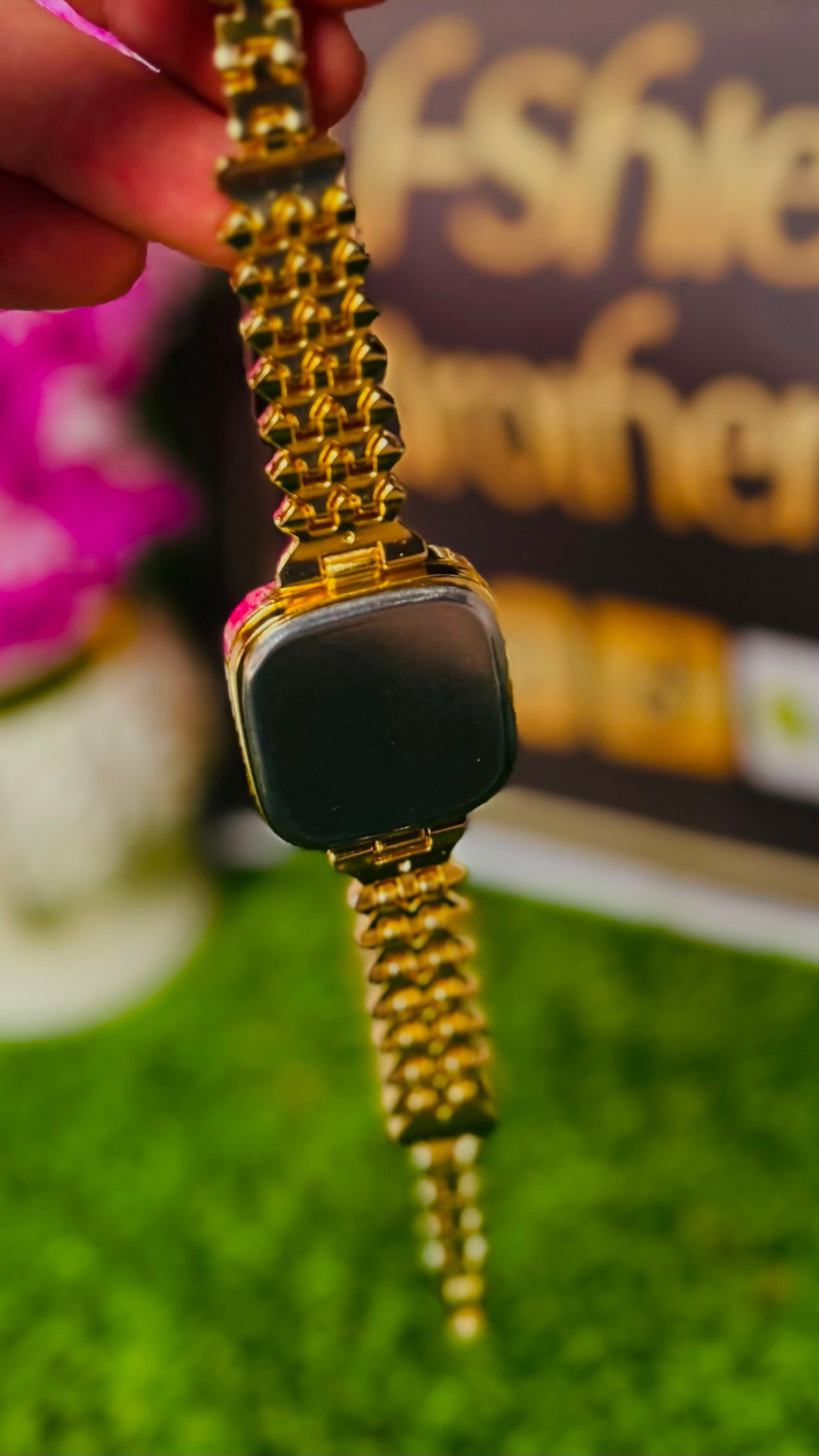 Gold-Plated Touch LED Diamond Women's Watch