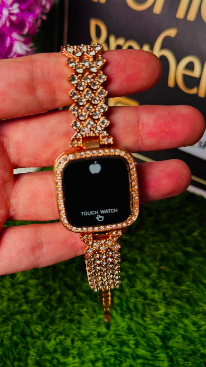 Rose Gold-Plated Touch LED Diamond Women's Watch