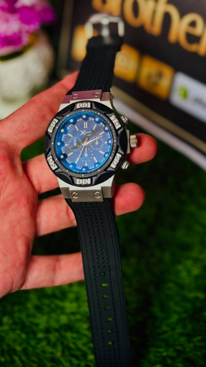 Xmart Limited Edition Men's Sports Chronograph Watch - Black Dial & Silicone Strap