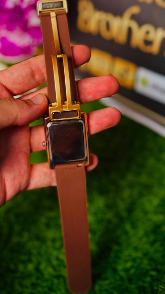 Cartier Silicone Strap Rectangle Dress Watch magnetic lock