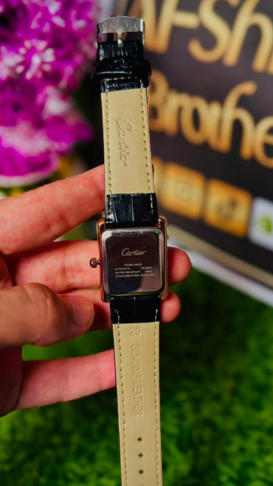 Cartier Classic Leather Strap Rectangle Dress Watch