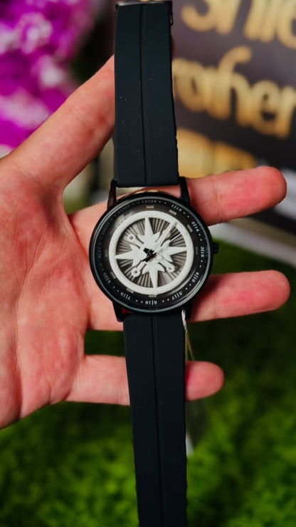 Vioki Men's Rotating Spinner Dial Watch with Silicone Strap