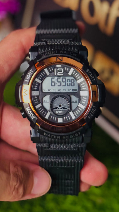 Men's Digital Tactical Sports Watch - Multi-Function LED Display with Rugged Strap