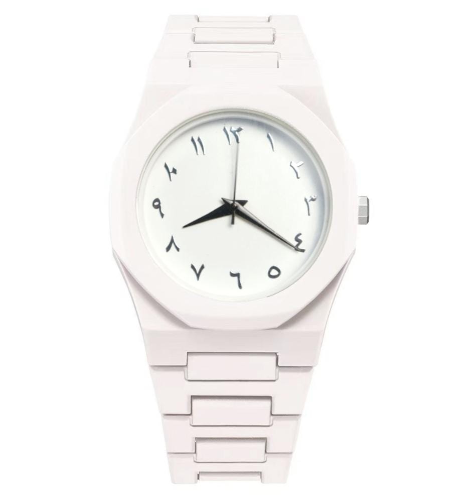 White Arabbic Ceramic Watch with Eastern Arabic Numerals - Premium Quality