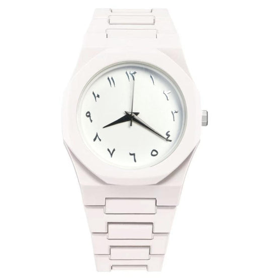 White Arabbic Ceramic Watch with Eastern Arabic Numerals - Premium Quality