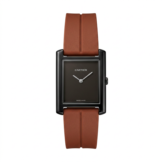Cartier Silicone Strap Rectangle Dress Watch Magnetic Lock