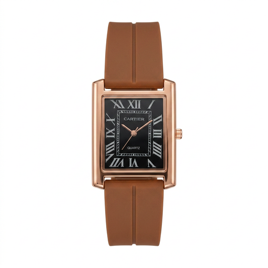 Cartier Silicone Strap Rectangle Dress Watch magnetic lock