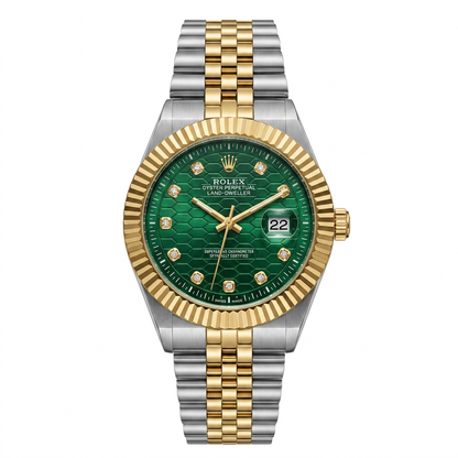 RLX master piece Premium Two-Tone Green Honeycomb Dial Watch