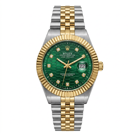 RLX master piece Premium Two-Tone Green Honeycomb Dial Watch