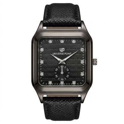Premium Square-Dial Men's Watch with Diamond Index & Leather Strap
