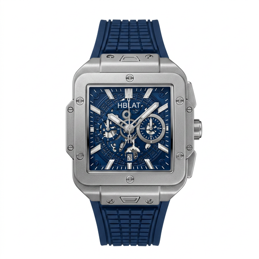 HB Square Skeleton Quartz Watch for Men | Silicone Strap | Premium Fashion Wristwatch